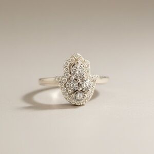 Solid 925 Sterling Silver Natural Diamonds Hasma Ring - Size 7